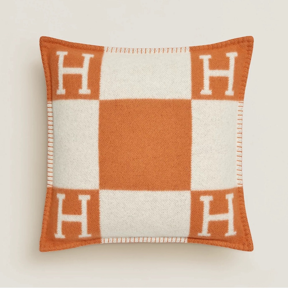 Orange and White Decorative Pillow